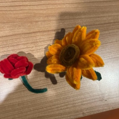 Handmade pipe-cleaner flowers